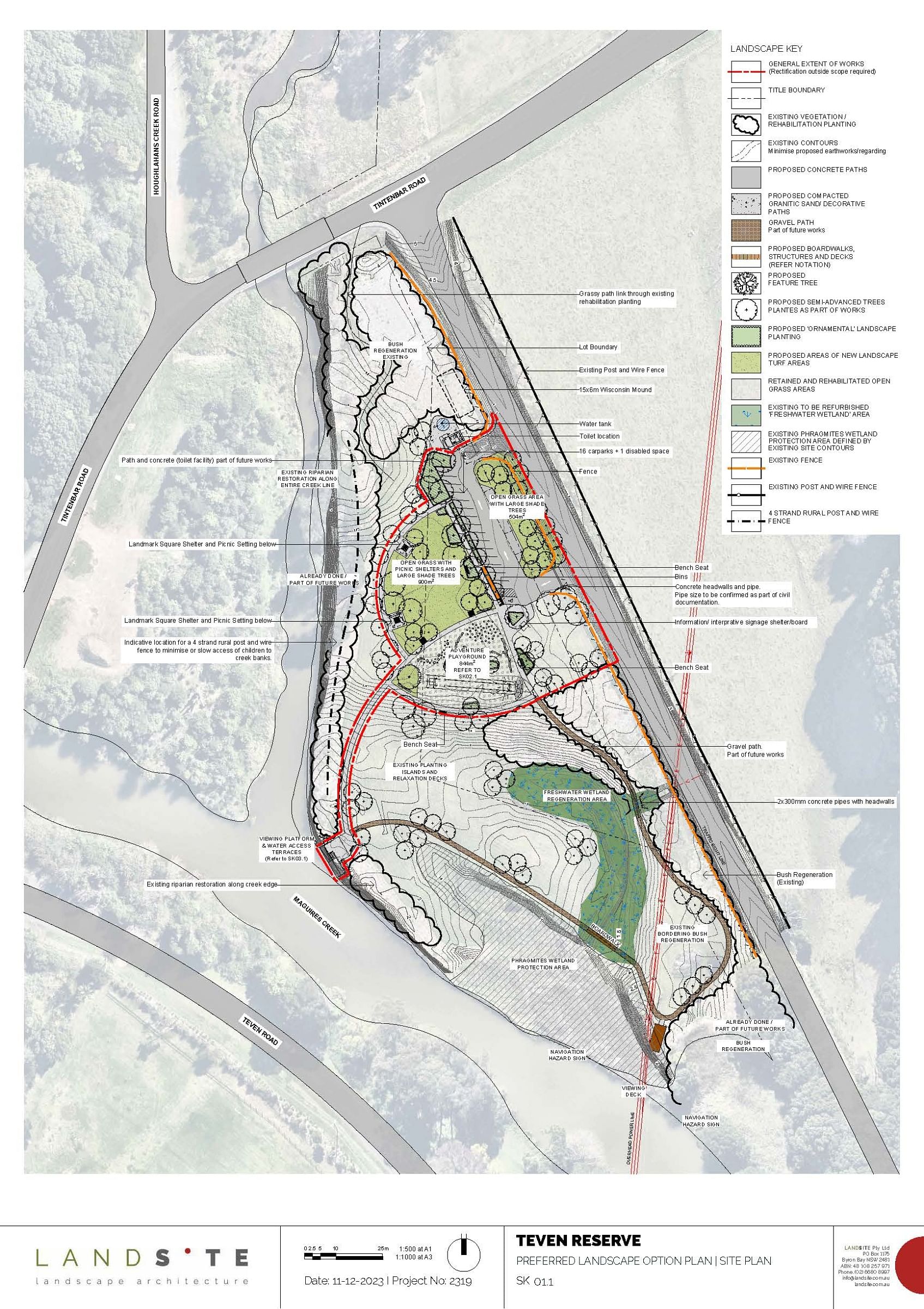 design plan for Teven Reserve Parkland